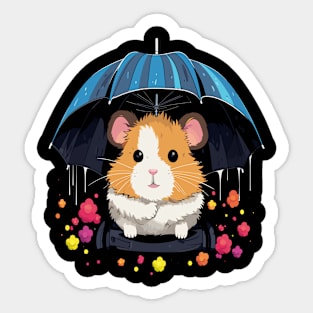 Hamster Rainy Day With Umbrella Sticker